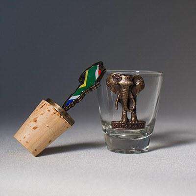 Hand carved Shot Glass & Wine Cork - Africa Handmade