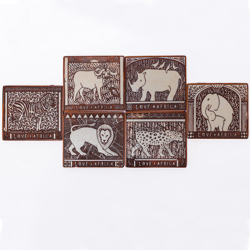 African Big Five Coasters (Set of 6) - Africa Handmade