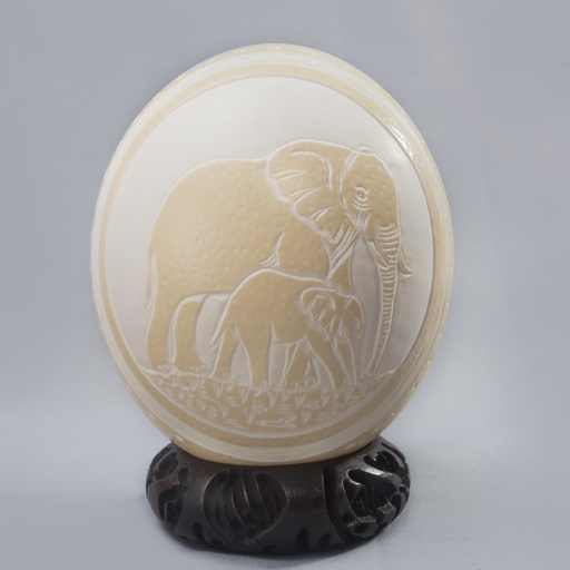 Africa And Its Elephants Etched Ostrich Eggs - Africa Handmade
