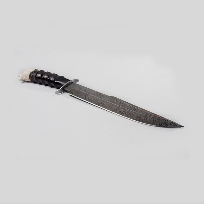 Lion Head Warthog Bone and Ebony Wood Drop Point Blade - Africa Handmade