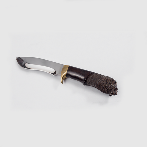 Roaring Lion Head Drop Point Blade (Ebony Wood) - Africa Handmade