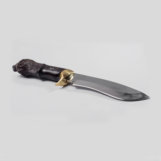 Roaring Lion Head Drop Point Blade (Ebony Wood) - Africa Handmade