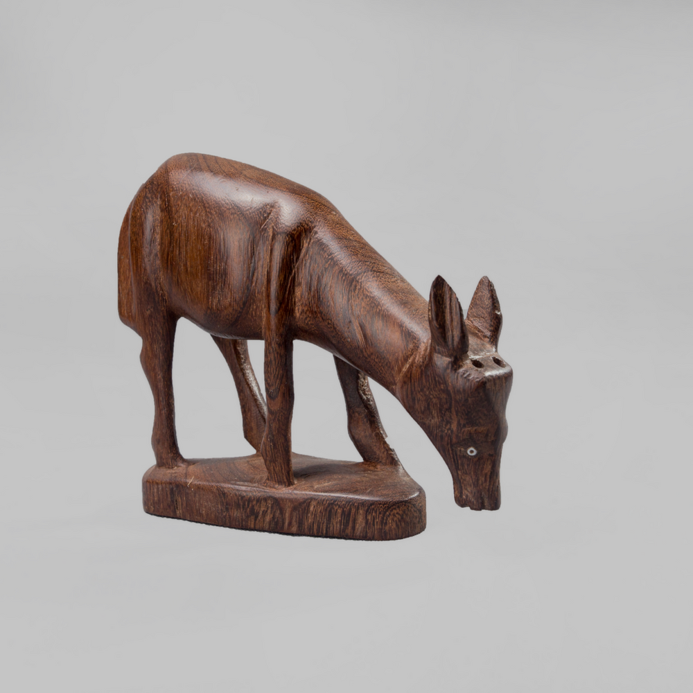 Feeding Bok Ebony Wood Carving - Africa Handmade