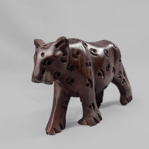 African Leopard Ebony Wood Carving - Africa Handmade