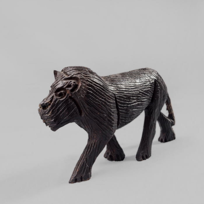 Lion Ebony Wood Carving - Africa Handmade