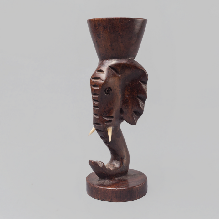 Strength Of The African Elephant Ebony Wood Candle Holder - Africa Handmade