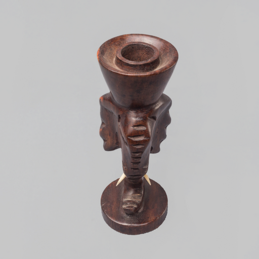 Strength Of The African Elephant Ebony Wood Candle Holder - Africa Handmade