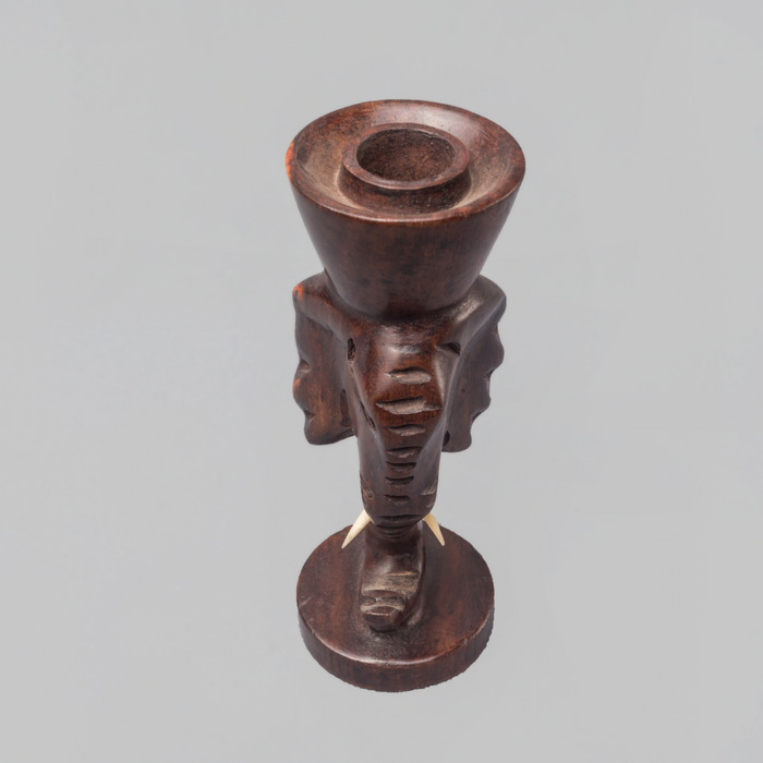 Strength Of The African Elephant Ebony Wood Candle Holder - Africa Handmade