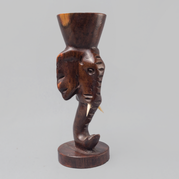Strength Of The African Elephant Ebony Wood Candle Holder - Africa Handmade