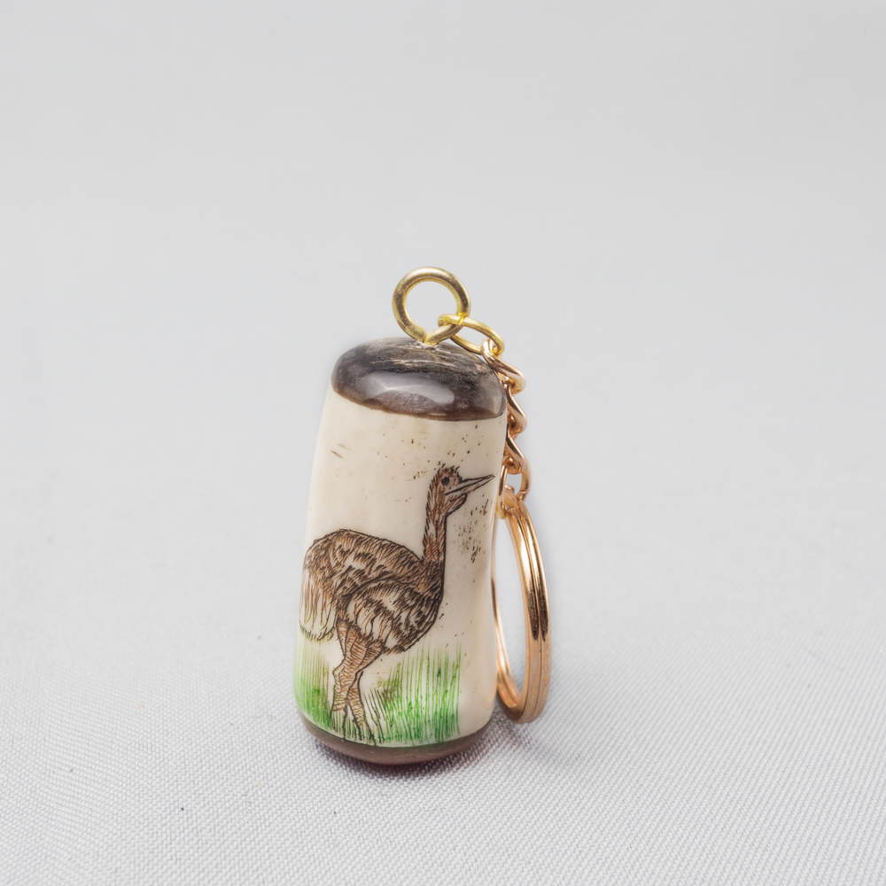 Warthog Bone Ostrich Painting Key-holder - Africa Handmade