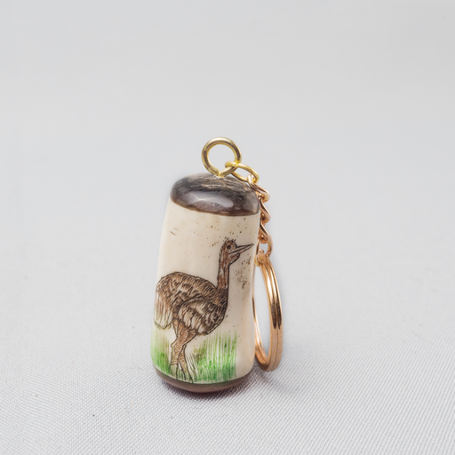 Warthog Bone Ostrich Painting Key-holder - Africa Handmade