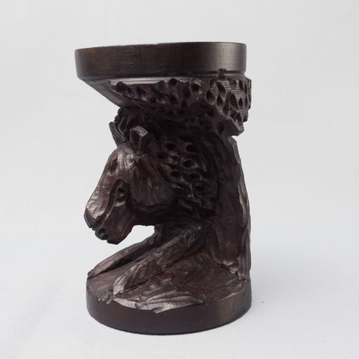Ebony Wood Lion Head Ostrich Egg Holder - Africa Handmade