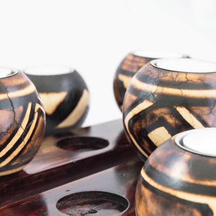 Mini Monkey Ball Candle Holder Wooden Base Set - Africa Handmade