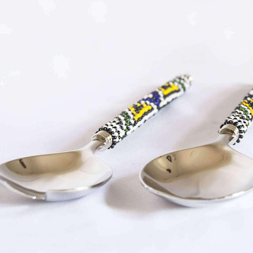 Beaded Ndebele Design Salad Servers - Africa Handmade