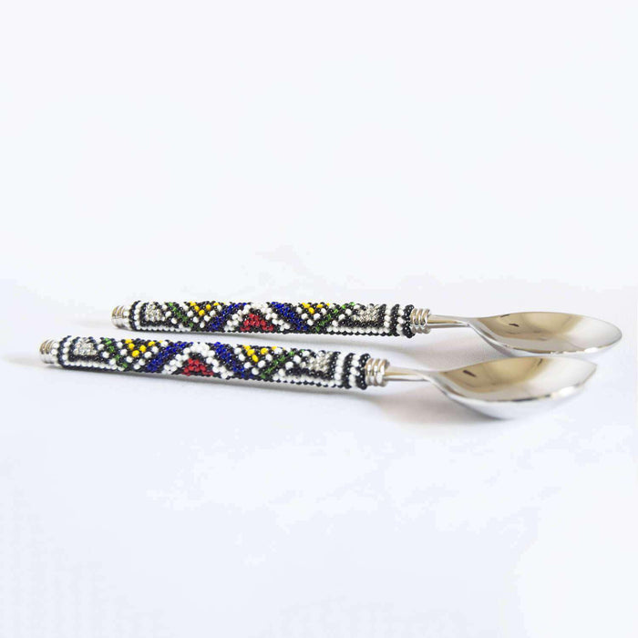 Beaded Ndebele Design Salad Servers - Africa Handmade
