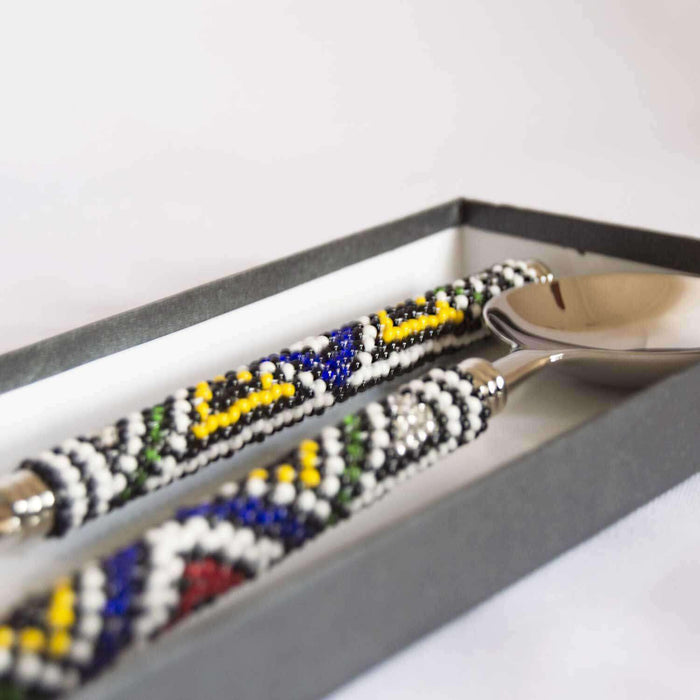 Beaded Ndebele Design Salad Servers - Africa Handmade