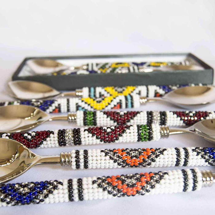 Beaded Ndebele Design Salad Servers - Africa Handmade