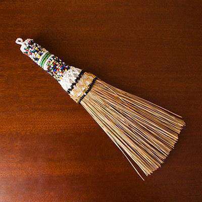 Beaded Display Broom - Traditional African (Woven Grass) - Africa Handmade