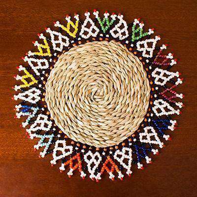 Beaded Zulu Clan Place Mat (Bead & Woven Grass) - Africa Handmade