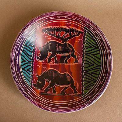 Decorated Serving Bowl Soft Clay - Africa Handmade
