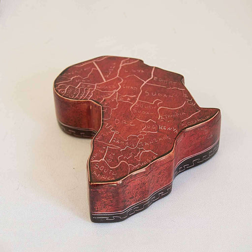 Jewelry Box Africa Shape with Key - Africa Handmade