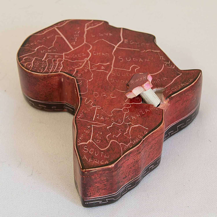 Jewelry Box Africa Shape with Key - Africa Handmade