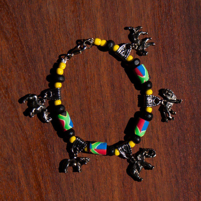 5 African Animals Charm Fimo Bracelet - Africa Handmade