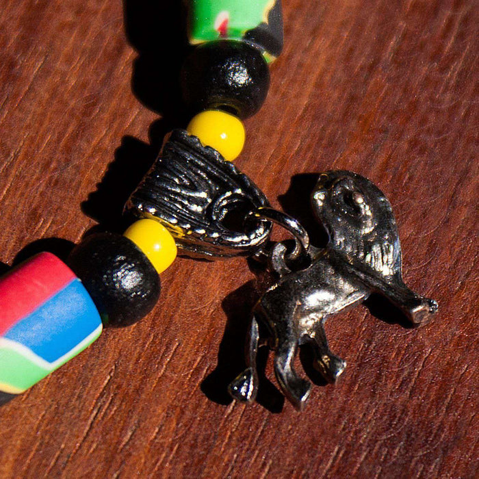 5 African Animals Charm Fimo Bracelet - Africa Handmade