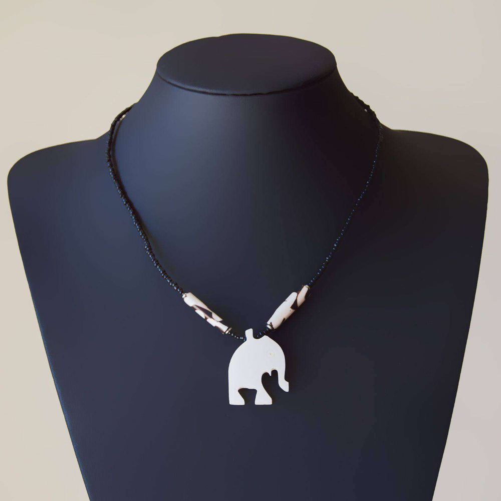 Beaded Bone Necklace Elephant - Africa Handmade