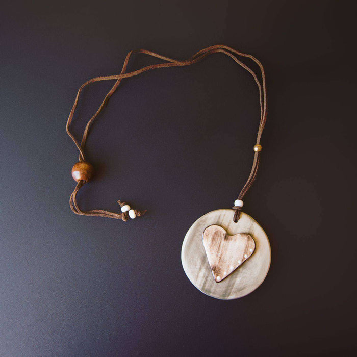 Ceramic Necklace Baked & Glazed (Love) - Africa Handmade