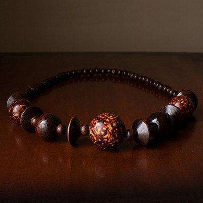 Painted Wood Beaded Necklace Brown (Gloss) - Africa Handmade