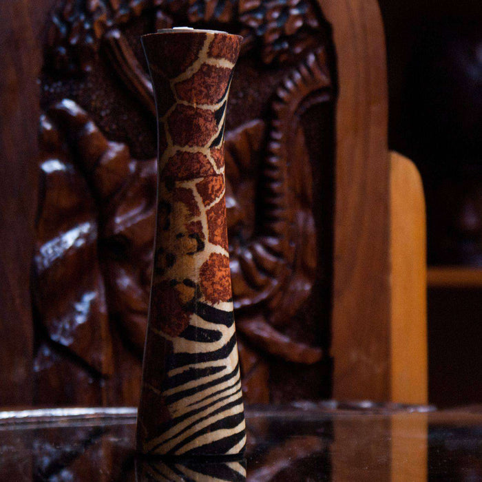 African Mixed Design Candle Holder Wood - Africa Handmade