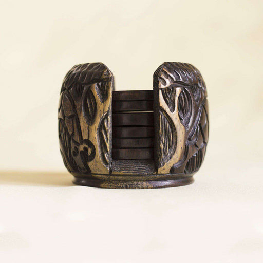 Coaster Set (6) Ebony Wood Giraffe - Africa Handmade