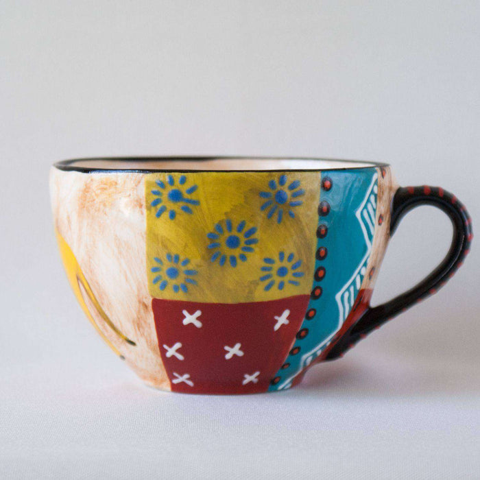 Cup Saucer and Tea Spoon by Elsona Hand-painted - Africa Handmade