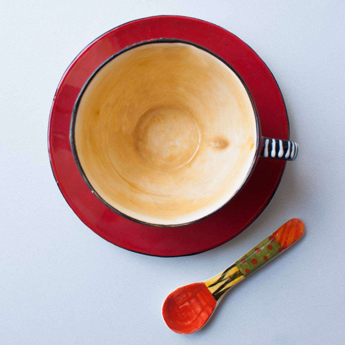 Cup Saucer and Tea Spoon by Elsona Hand-painted - Africa Handmade