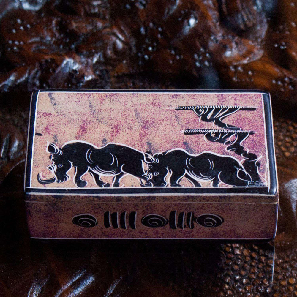 Decorated Trinket/Jewelry Box small - Set of 2 - Africa Handmade