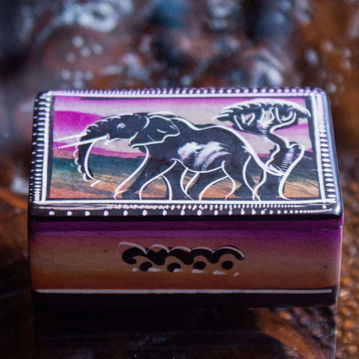 Decorated Trinket/Jewelry Box small - Set of 2 - Africa Handmade