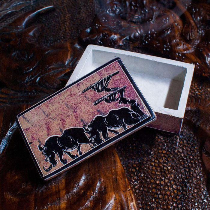 Decorated Trinket/Jewelry Box small - Set of 2 - Africa Handmade