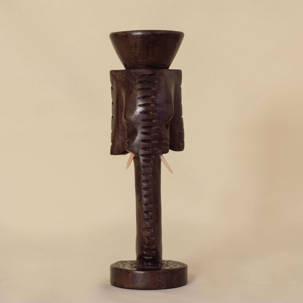 Ebony Wood Elephant Candle Holder - Africa Handmade