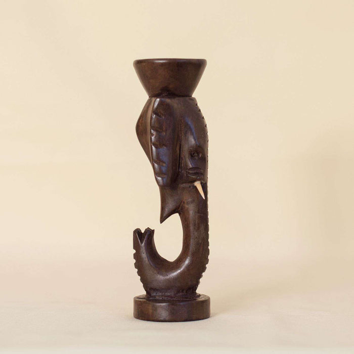 Ebony Wood Elephant Candle Holder - Africa Handmade