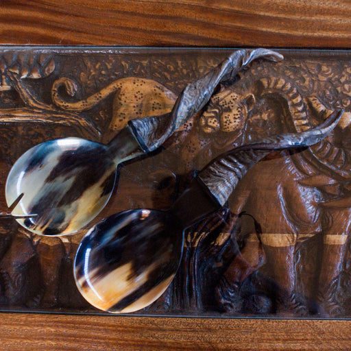 African Springbok Antler Salad Fork and Spoon - Africa Handmade