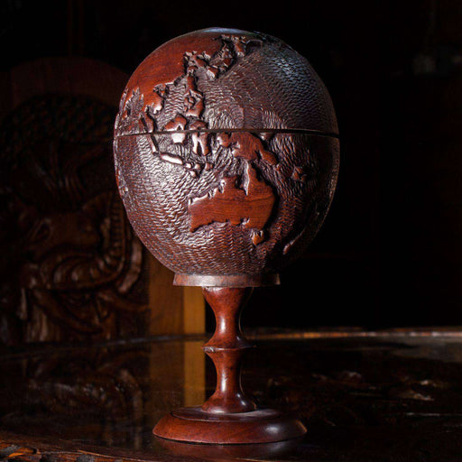 Hand carved Globe Storage Wood - Africa Handmade