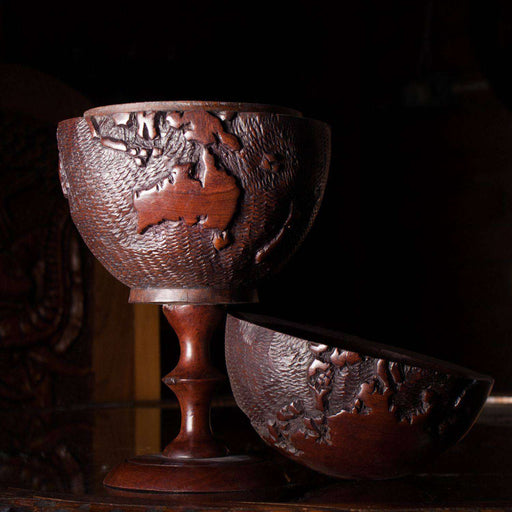 Hand carved Globe Storage Wood - Africa Handmade