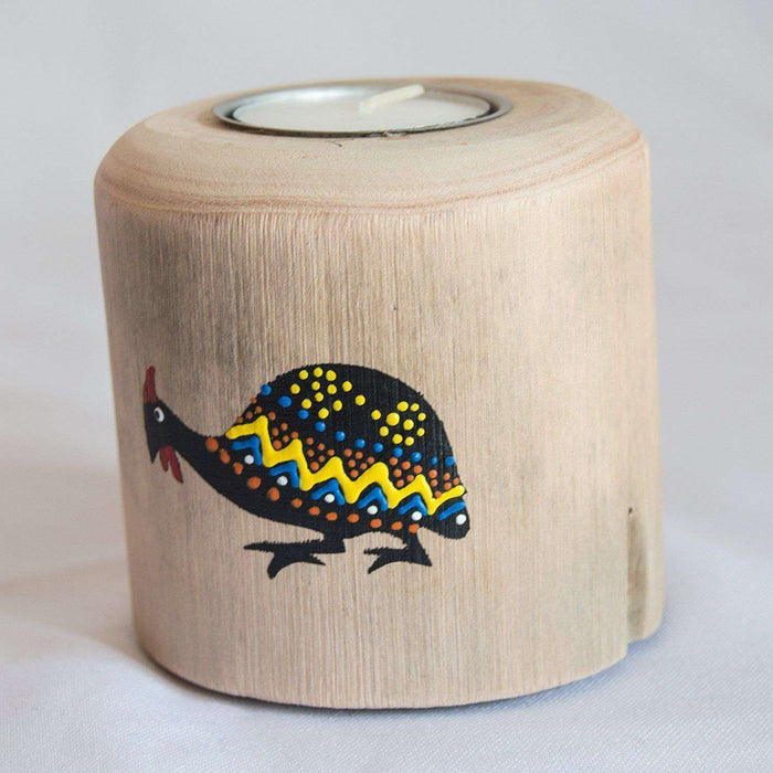 Wooden Tree Light Candle Holder GuineaFowl (Small) - Africa Handmade