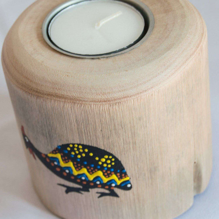 Wooden Tree Light Candle Holder GuineaFowl (Small) - Africa Handmade