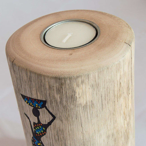Wooden Tree Light Candle Holder Nguni Lady (Large) - Africa Handmade