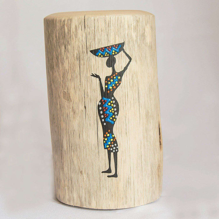 Wooden Tree Light Candle Holder Nguni Lady (Large) - Africa Handmade