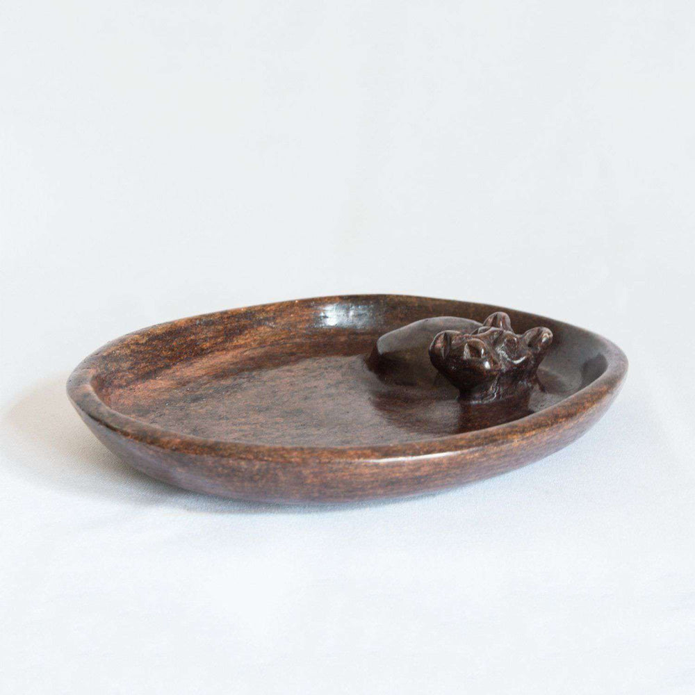 Bathing Hippo Soap Dish - Ngaka Stone Brown Variant - Africa Handmade