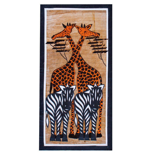 Banana Leaf African Giraffe and Zebra - Africa Handmade