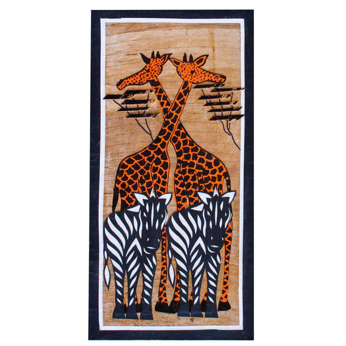 Banana Leaf African Giraffe and Zebra - Africa Handmade